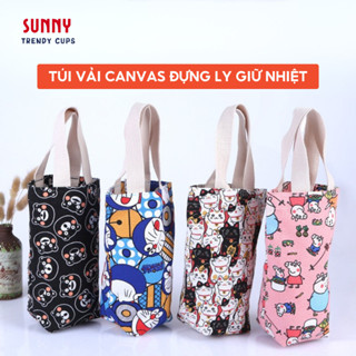 Túi canvas đựng ly giữ nhiệt, túi vải đựng bình ly cốc giữ nhiệt tiện lợi đi học đi làm | Sunny CV11
