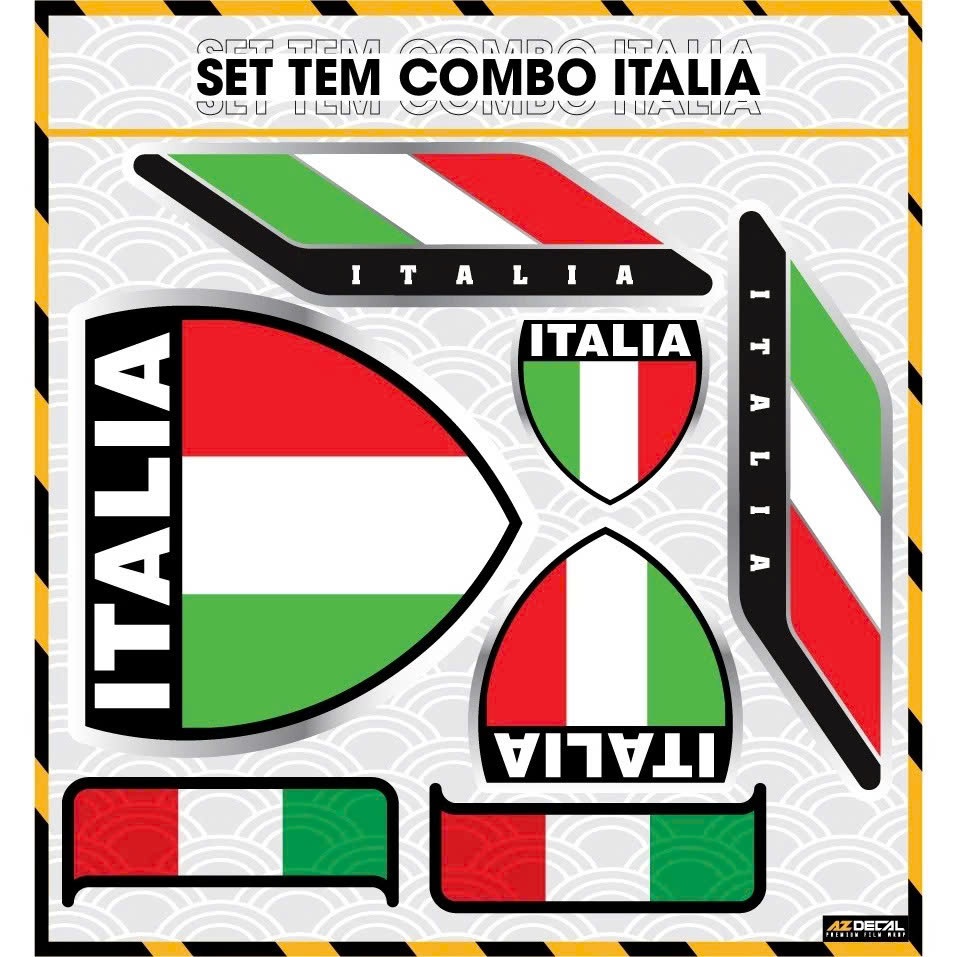 Tem Dán Logo Italia Dành Cho Xe Máy, Xe Điện, Nón Bảo Hiểm ITALIA| Sticker Cờ Ý Chống Nước, Bền Màu