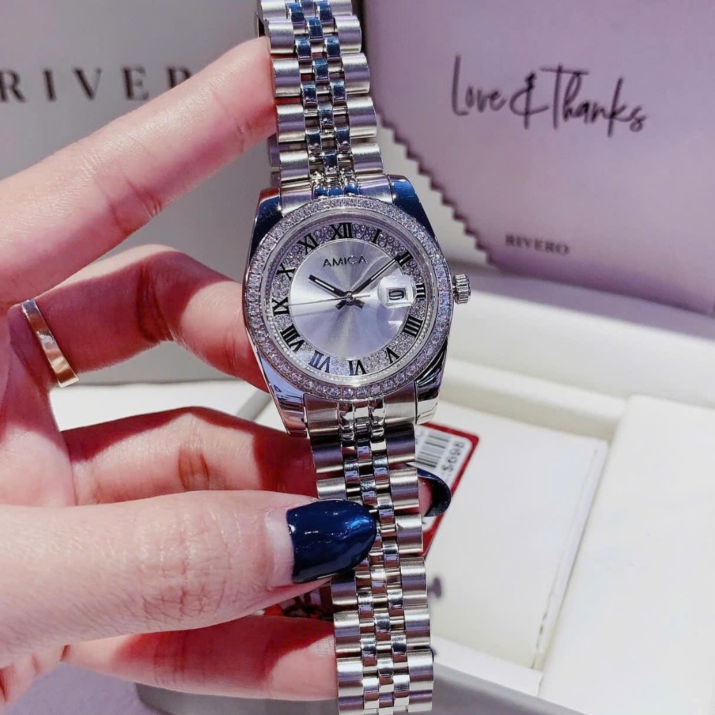 Đồng hồ nữ dây thép Amica Quartz A059C Silver