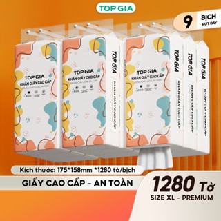 Khăn giấy rút Top Gia thùng 9 bịch thiết kế treo tường thông minh, tiện lợi, siêu dai và mềm mịn