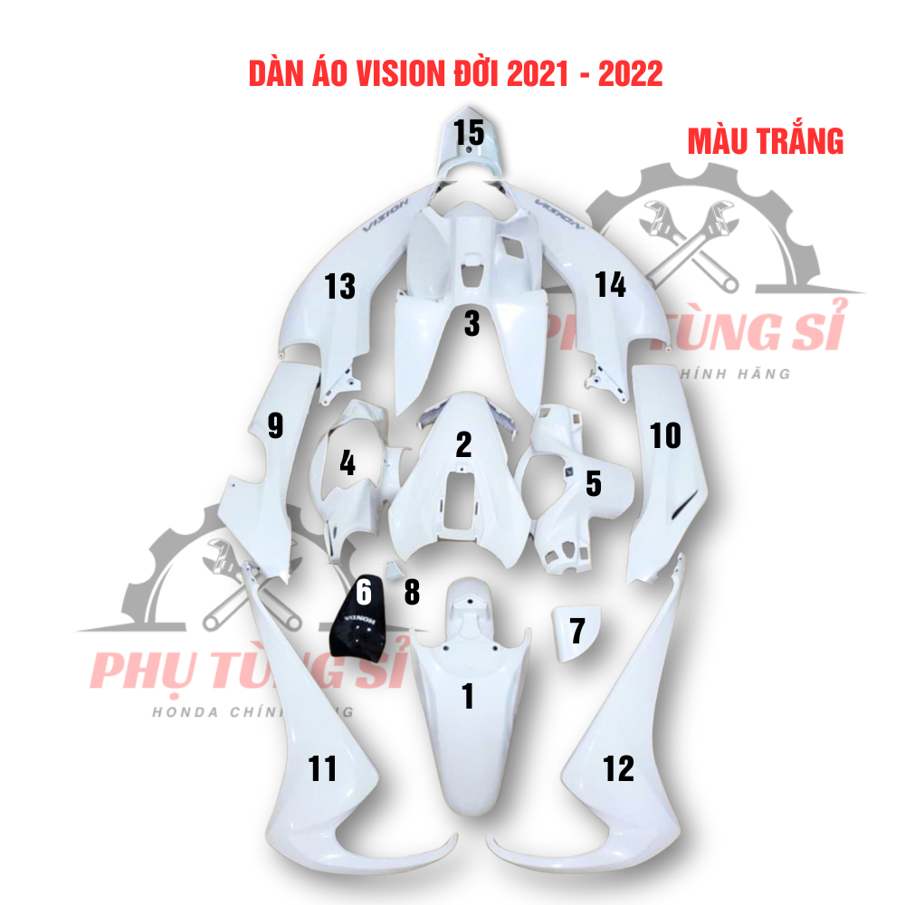 Dàn Áo Vision Trắng Đời 2021-2022 Zin Hãng HONDA