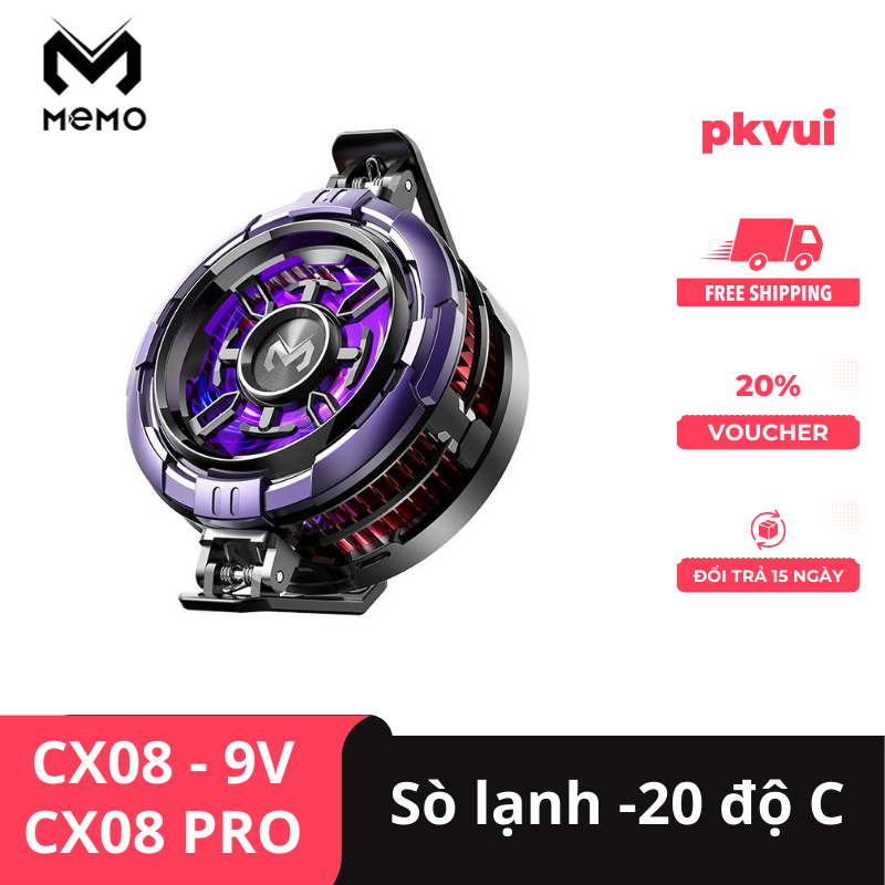 Quạt tản nhiệt sò lạnh MEMO CX08 pro 9V công suất 23w hiệu năng cao đông đá nhanh vừa hít vừa kẹp đi