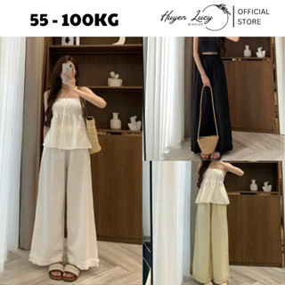 QUẦN ỐNG RỘNG ĐŨI BÈO gấu chất vải đũi xước mát tôn dáng điệu đà thanh lịch đi chơi đi học hot trend Huyền Lucy Bigsize