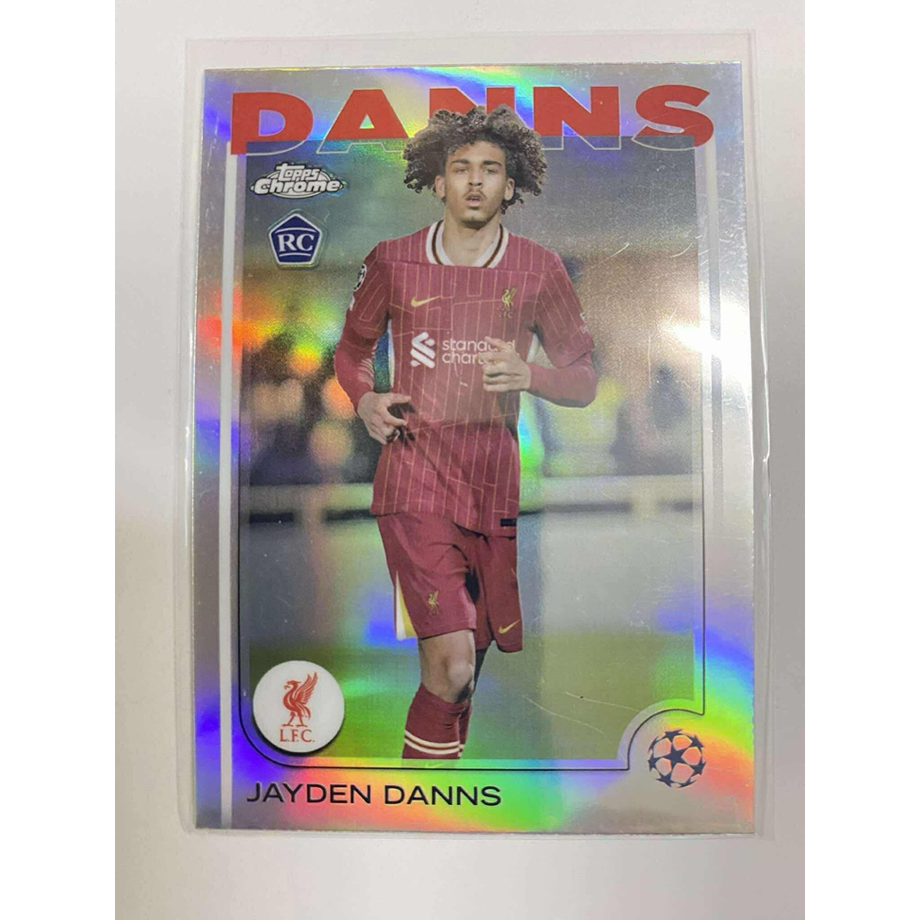Thẻ bóng đá #M89 Jayden Danns Liverpool Refactor RC Topps Chrome UCL 2024/25