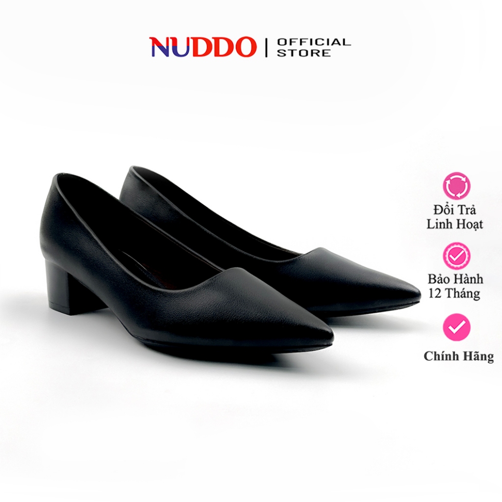  Giày Công Sở Nữ Mũi Nhọn Đế Vuông 3cm và 5cm Basic Guốc Nữ Bít Mũi  Da Mềm Cao Cấp NUDDO N207 