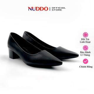 Giày Công Sở Nữ Mũi Nhọn Đế Vuông 3cm và 5cm Basic, Guốc Nữ Bít Mũi  Da Mềm Cao Cấp NUDDO N207