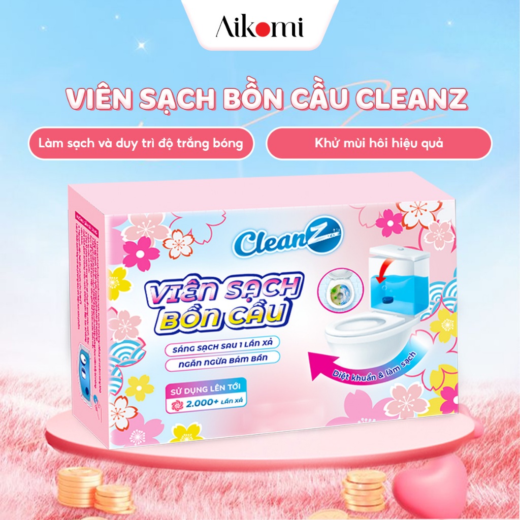 Viên thả bồn cầu CleanZ viên sạch bồn cầu khử mùi chai tẩy bồn cầu thế hệ mới tẩy sạch mảng bám, diệt vi khuẩn toilet