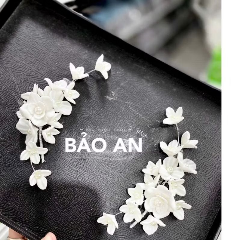 Hoa cài tóc cô dâu hoa trắng HC1079 xinh