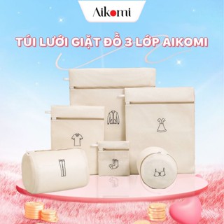 Túi Lưới Giặt Đồ 3 Lớp Aikomi Dày Cao Cấp Túi Giặt Bảo Vệ Quần Áo, Đồ Lót, Tất Vớ Cho Máy Giặt