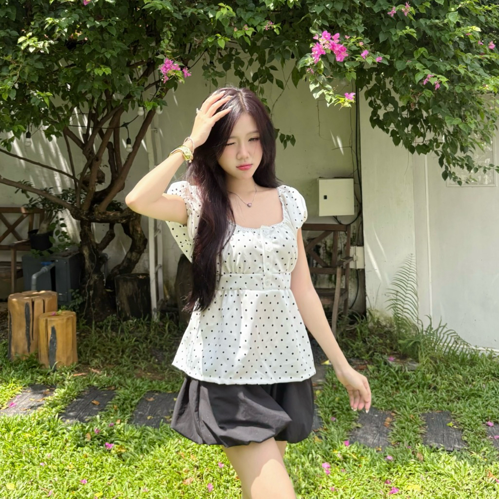 Collection Chấm Bi, Baby Doll, Áo Tay Ngắn, Áo Ba Lỗ , Váy Chữ A polka dot top | BigBuy360 - bigbuy360.vn