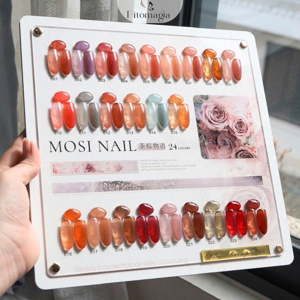 Set Sơn 24 Màu Thạch Đục Mosi Nail Câu Chuyện Trà Nâu  (Tặng Kèm Bảng Màu)