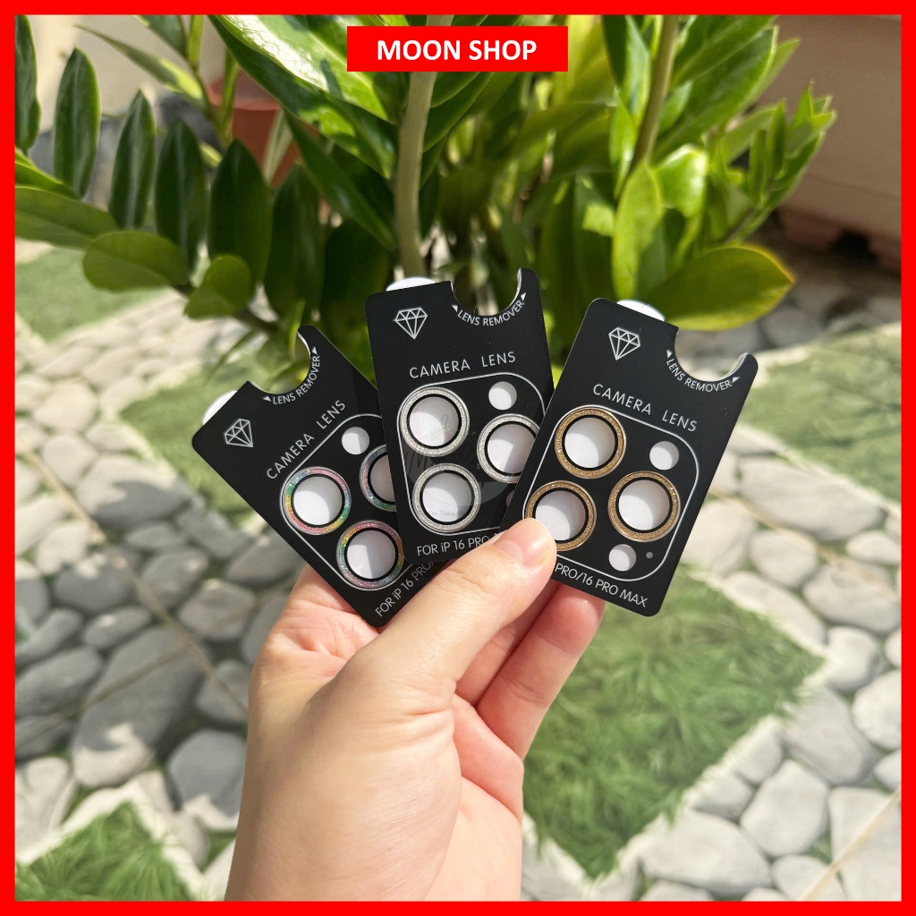 Bảo Vệ Camera Nhũ Đá Lấp Lánh Siêu Đẹp cho iPhone 11 12 13 14 15 16 Plus Pro Pro Max kèm đầu tháo ti