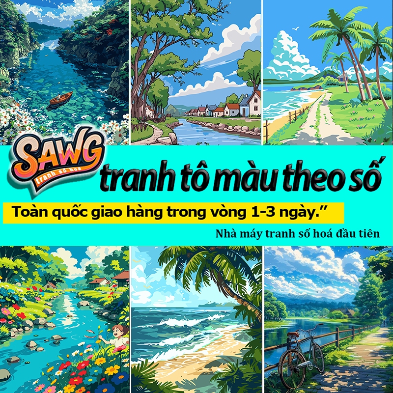HCM-chuyển nhanh1-3 ngày-Sawg-tranh số hoá -phong cảnh nước núi-tranh số hoá tô màu-tranh tô màu the