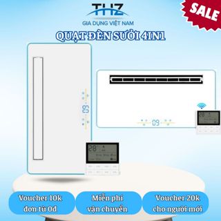 Đèn Quạt Sưởi Phòng Tắm Âm Trần 4in1 Thông gió, Quạt mát, Hút ẩm, Chiếu sáng, Điều Khiển Từ Xa Bản Tiếng Việt