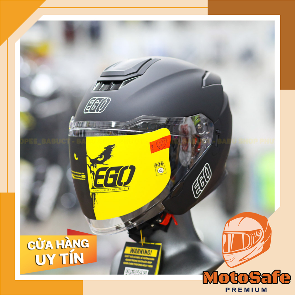 Mũ 3/4 2 Kính EGO E42 Plus Đen Nhám Chuẩn DOT Kiểu Dáng Đẹp