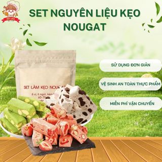 Set nguyên liệu làm kẹo nougat hạnh phúc - Kèm đầy đủ giấy gói kẹo, giấy gạo, giấy nến (Không kèm bơ)
