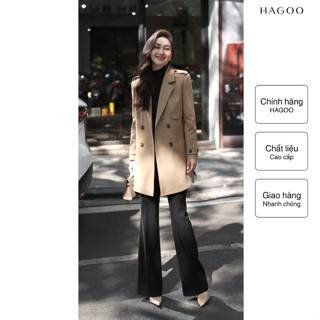  Áo khoác măng tô dáng lửng HAGOO màu nâu be thanh lịch   B517   