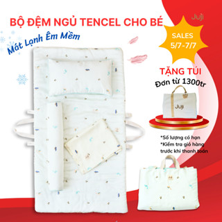 Bộ Chăn Gối Cho Bé Mầm Non Lụa Tencel Cao Cấp, Nệm Lụa Cho Bé Học Mẫu Giáo, Túi Ngủ Cho Bé, Nệm Thảm Nằm, Phong Cách Hàn