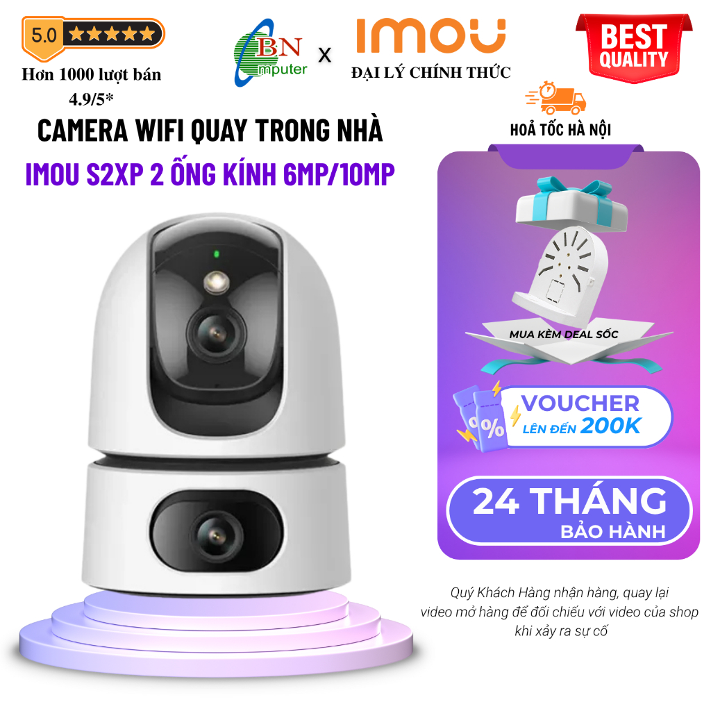 Camera wifi 2 mắt IPC-S2XP-6M0WED 3MP mỗi ống kính, 10M0WED quay quét, đàm thoại 2 chiều