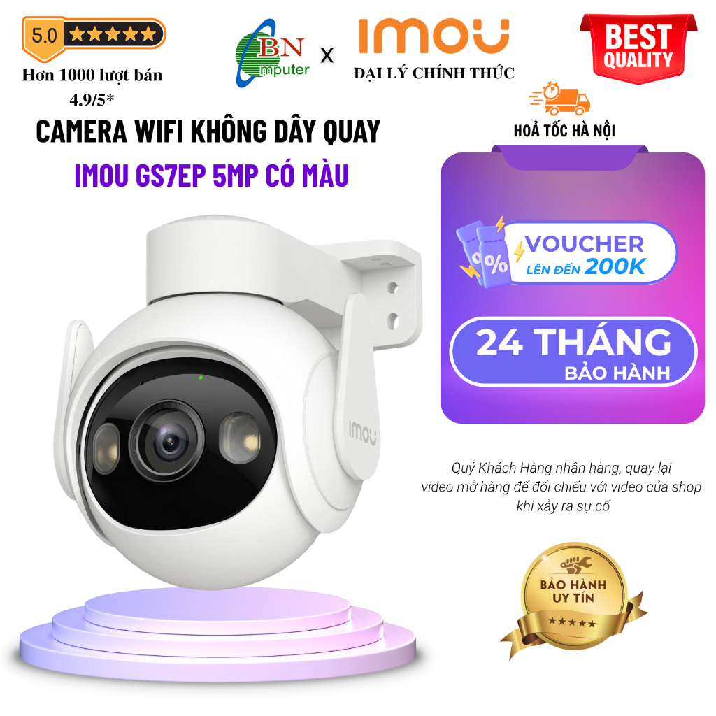 Camera wifi IMOU IPC-GS7EP 5M0WE 5MP quay quét, ngoài trời, có màu ban đêm, đàm thoại 2 chiều, chính