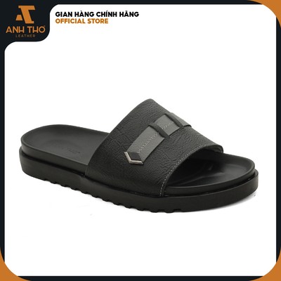 Dép quai ngang nam nữ da bò MLS09 đế cao su công thái học, ôm chân, chống trượt, Anh Thơ Leather