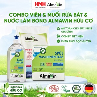 Combo Viên Rửa Bát 25 Viên + Nước Làm Bóng 500ml + Muối Rửa Bát 2kg Almawin Dùng Cho Máy Rửa Chén Máy Rửa Bát 