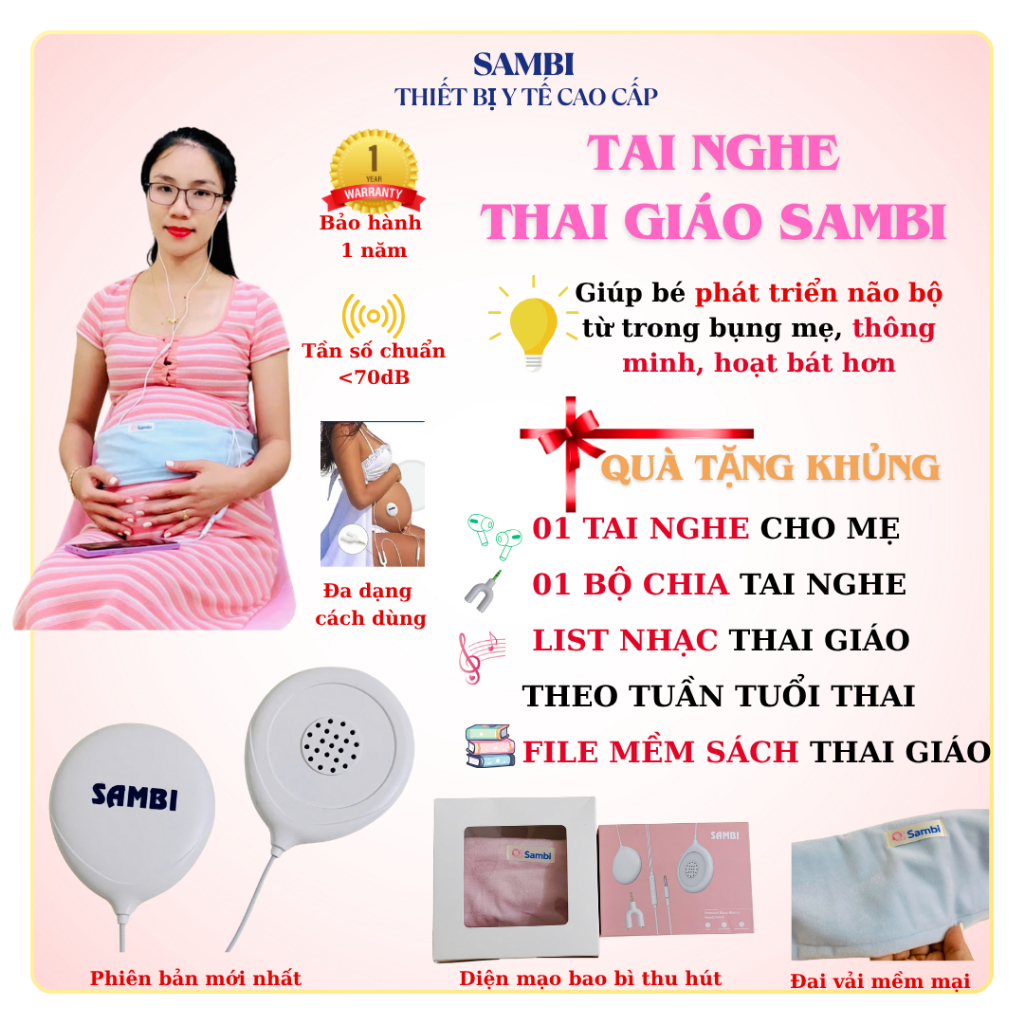 [MỚI 2026] - Tai nghe thai giáo cao cấp chính hãng SAMBI - Tai nghe thai nhi SAMBI