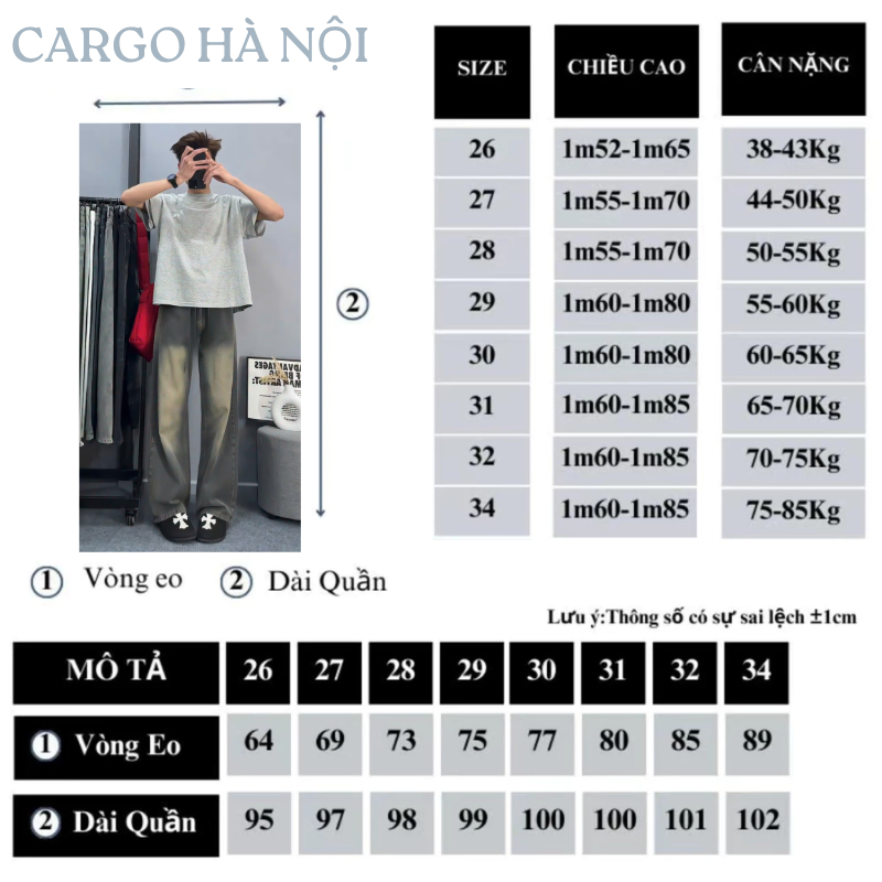 Quần Jean Nam Ống Suông Rộng Xám Wash Retro Cargo, Quần Jean Dáng Baggy Nam Lưng Cao Phong Cách Hàn Quốc The Jeans | BigBuy360 - bigbuy360.vn