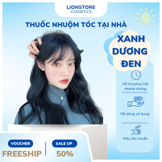  Thuốc nhuộm tóc màu XANH DƯƠNG ĐEN - XANH ĐEN KHÓI kem nhuộm tóc tại nhà nam nữ cùng LIONSTORE 