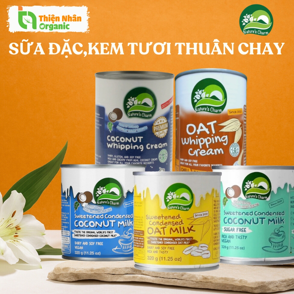  Sữa đặc thuần chay có đường không đường yến mạch Nature's Charm 320g Condensed Milk 