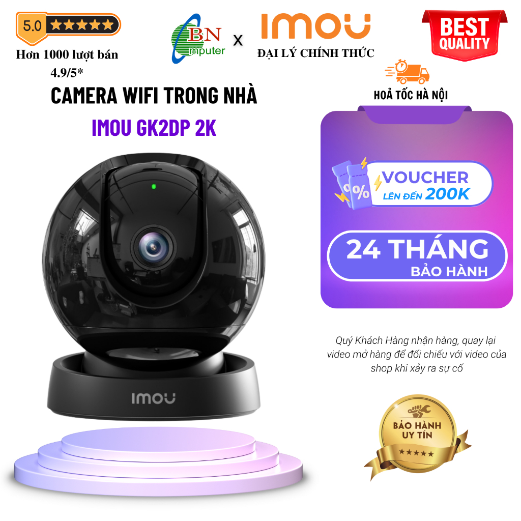 Camera wifi quay GK2DP 3MP 2K Rex 2D đàm thoại 2 chiều, chính hãng