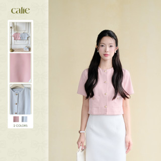 Áo cách điệu dáng lửng basic, chất liệu mềm mát dễ phối đồ, phù hợp công sở thời trang nữ Calie  AC446
