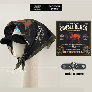 Khăn Bandana vuông DOUBLE RL & CO  chất liệu cotton thô size 55x55cm thời trang