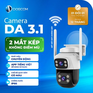 Camera Wifi Ngoài Trời DOSCOM DA3.1 Tích Hợp 2 Mắt Kép 6MP Giám Sát 360 Độ Góc Rộng Không Điểm Mù