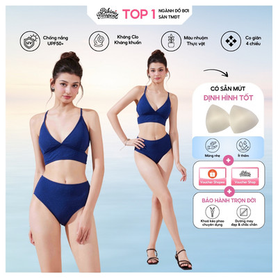 Bộ đồ bơi Nữ BIKINI PASSPORT kiểu Hai mảnh Basic Style - Xanh - BS535_NV