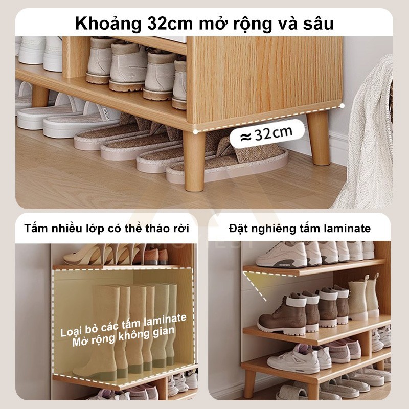 MY Tủ giày gỗ thông minh hiện đại kệ giày nhiều ngăn chứa chất gỗ chống thấm phong cách hiện đại | BigBuy360 - bigbuy360.vn