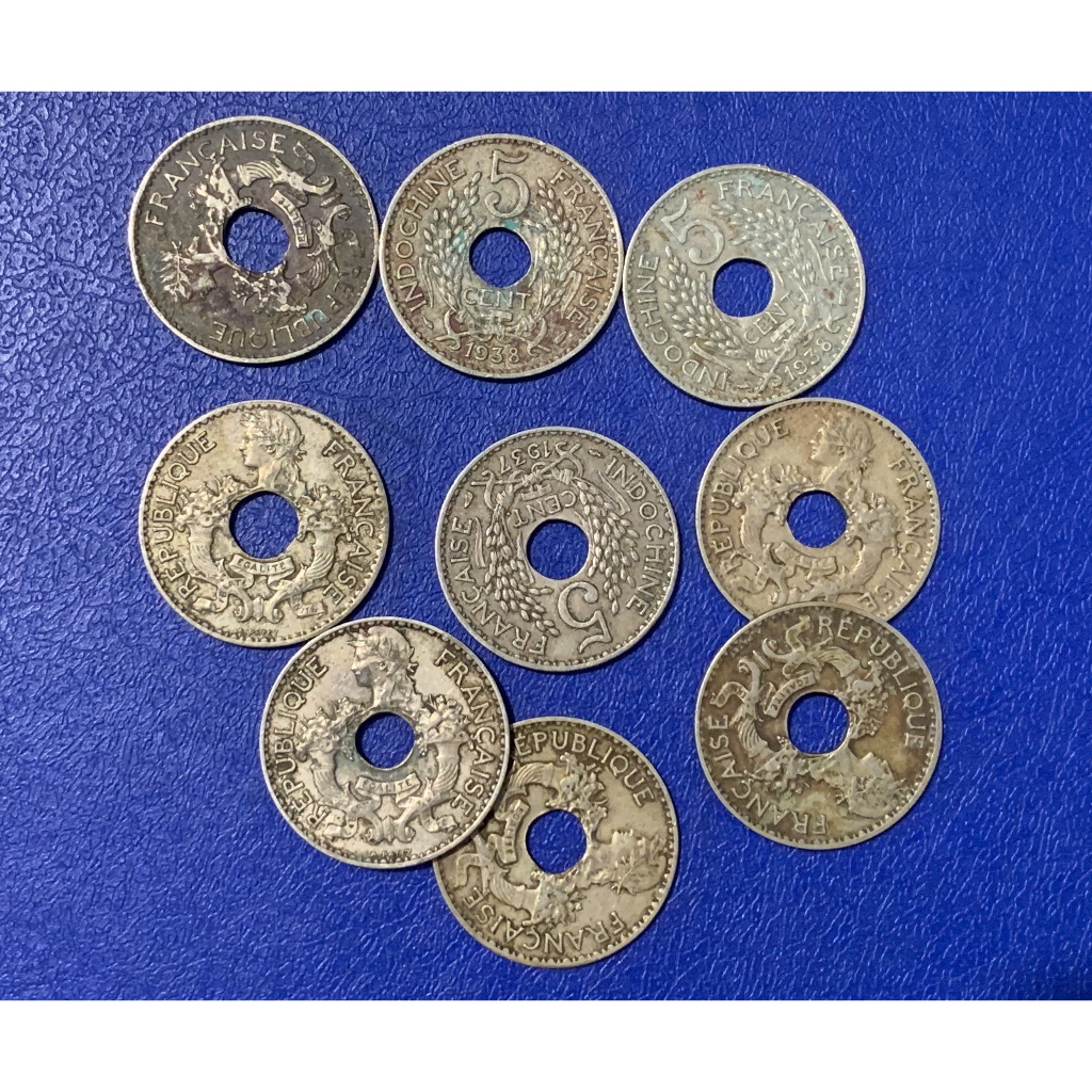 Sưu tầm 1  xu 5 cent Đông Dương năm 1938 hoặc 1937 / Quà tặng