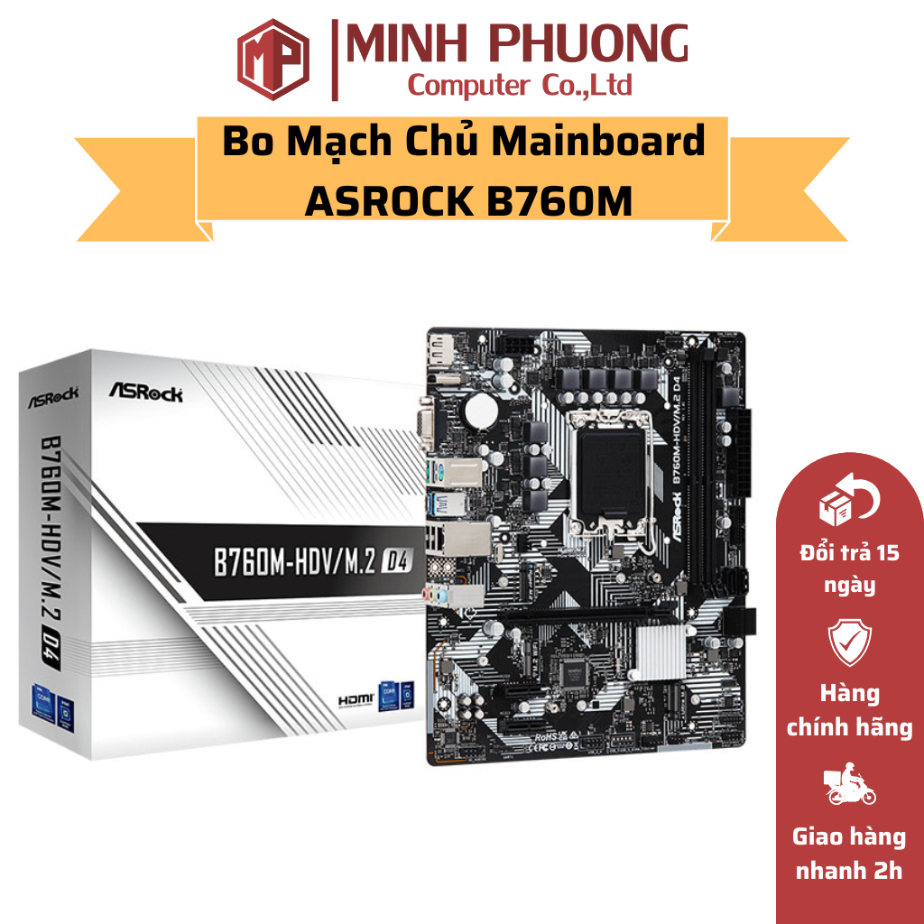 Bo Mạch Chủ Mainboard ASROCK B760M - Hàng Chính Hãng