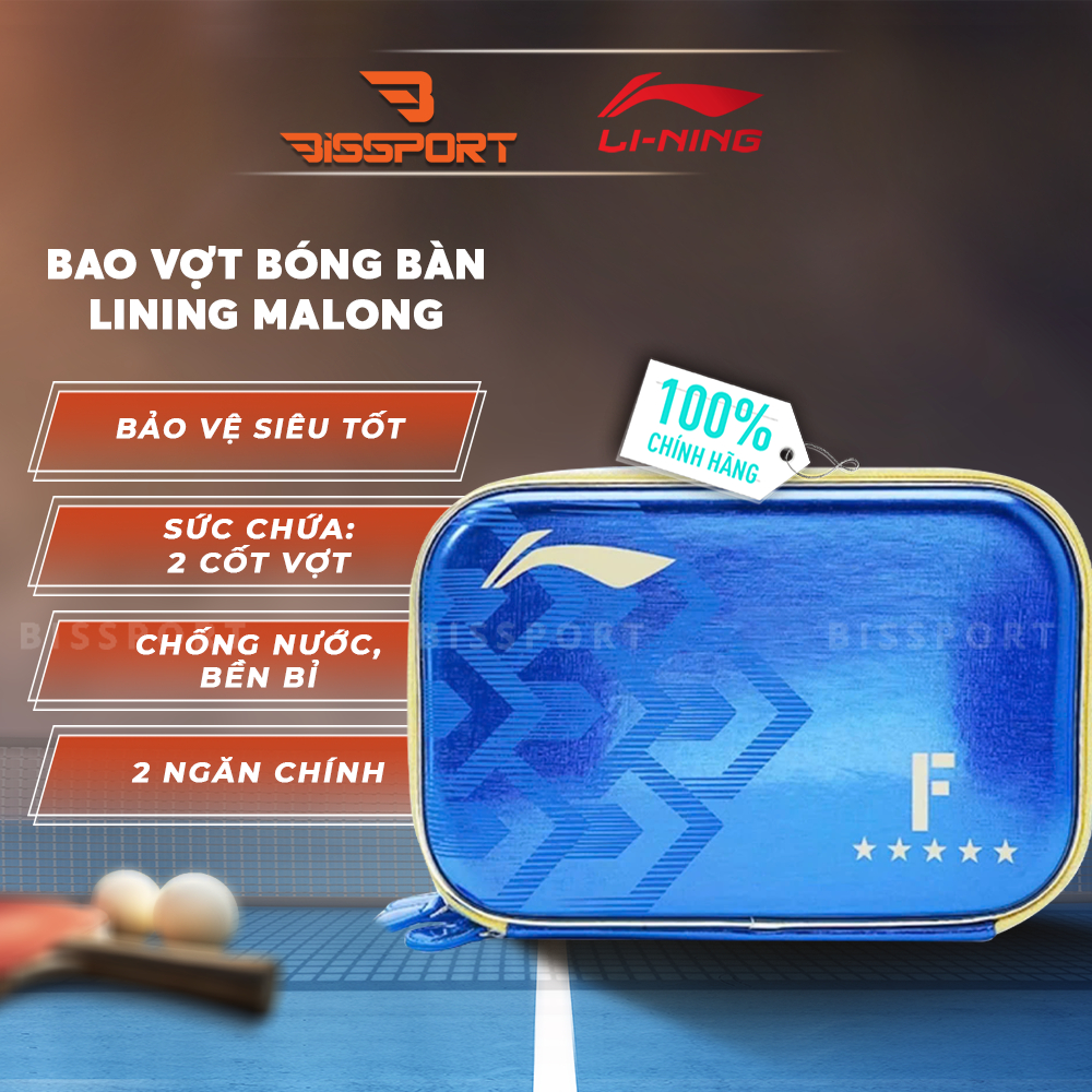 Bao Vợt Bóng Bàn Lining MaLong Vuông Chính Hãng - Màu Xanh Biển - Chất Liệu Nhựa EVA Cao Cấp
