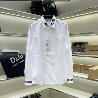 Áo sơ mi trắng nam dài tay PB lụa nến thân trơn thêu bông hoa cài cổ phối sọc chữ ống tay basic SM206P