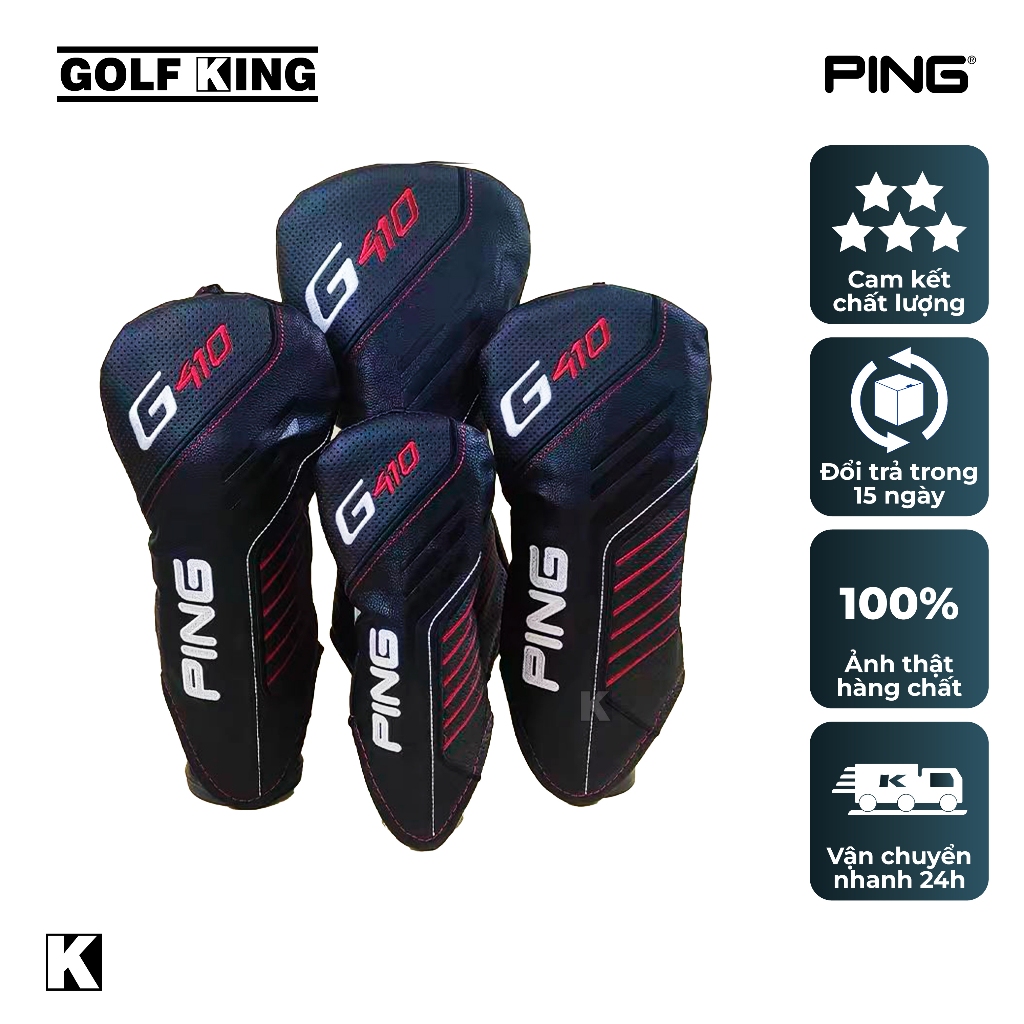 Bộ 4 cover Ping G410 bao che đầu gậy golf lót nỉ chống xước, chống nước chất liệu da pu chống nước