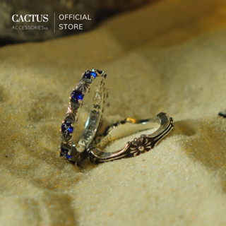  Nhẫn Titan Không Gỉ Cactus Accessories Mẫu Chrome Hearts Đính Đá Xanh Cá Tính Cho Nam Nữ 