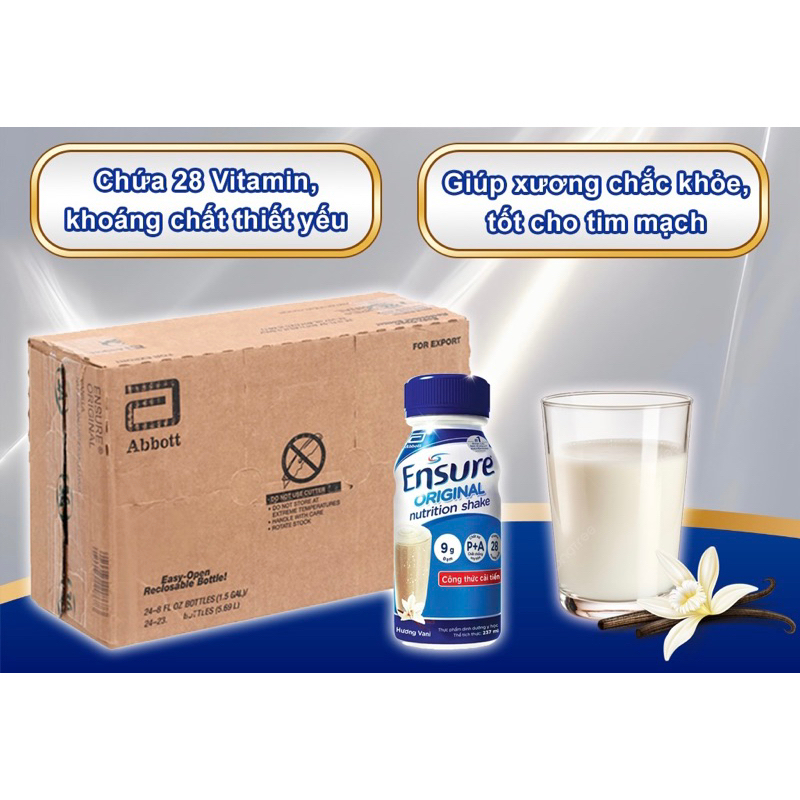 Thùng 24 chai Ensure Original hương vani 237ml