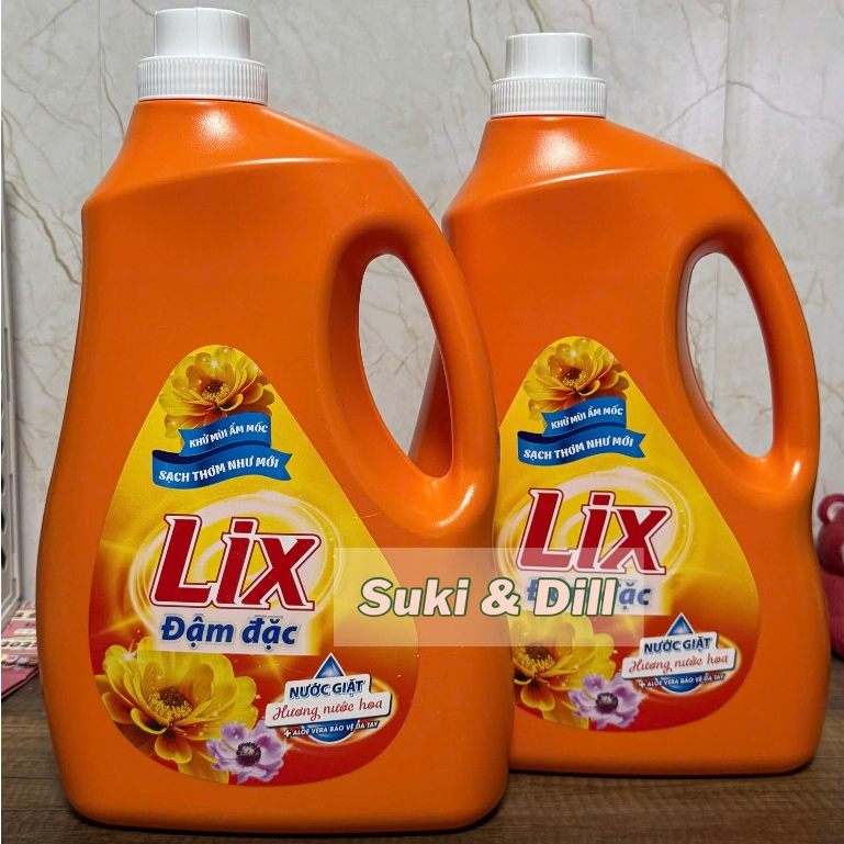 COMBO 2 CAN NƯỚC GIẶT LIX ĐẬM ĐẶC HƯƠNG NƯỚC HOA 3.3KG - KHỬ MÙI ẨM MỐC, SẠCH THƠM - 2 CAN MÀU CAM