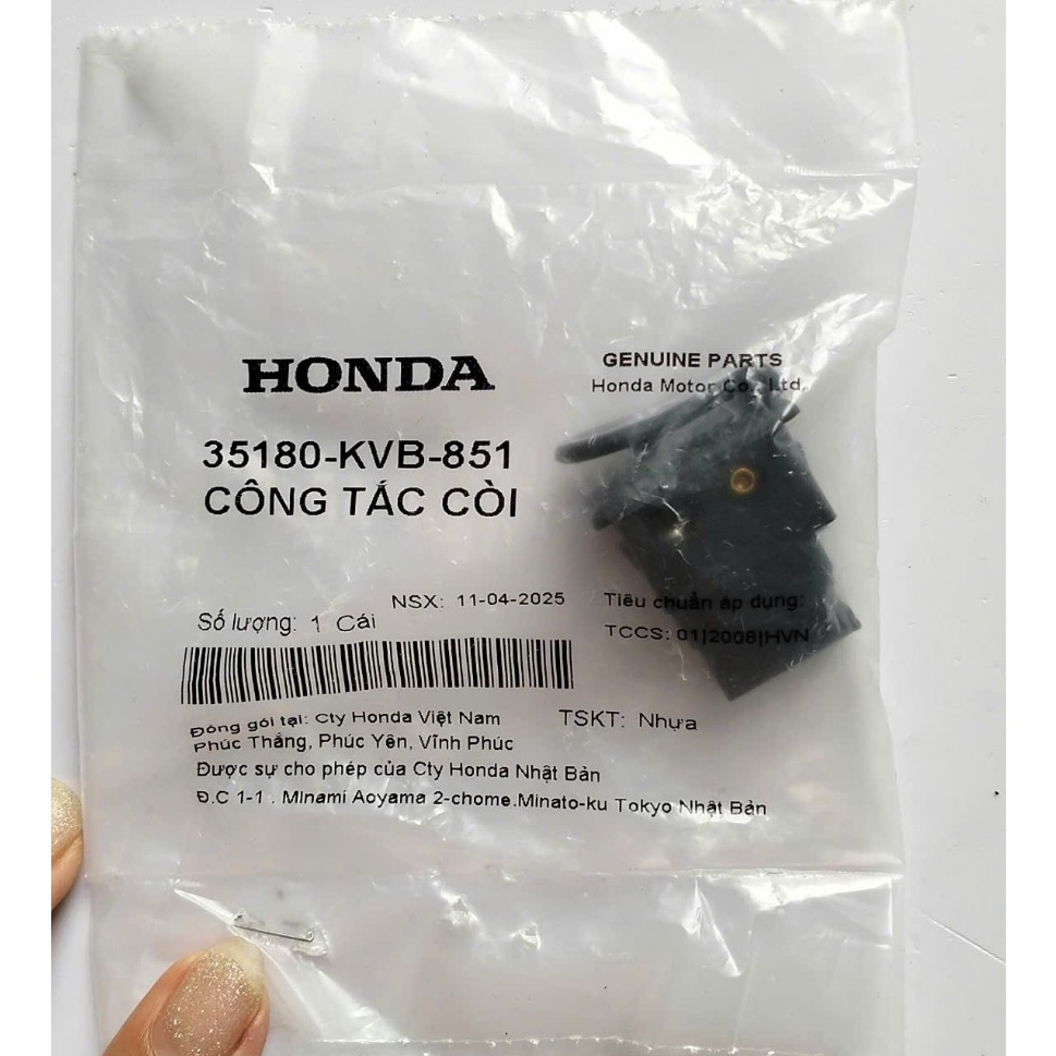 Nút kèn zin HONDA xe  Air Blade 2008 - 2009 - 2010 , AB Thái  / công tắc còi AB Thái , AB VN 2010