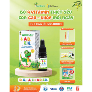 [ Thìa ] WelKids ADEK tinh khiết bổ sung vitamin D3, K2 và A,E tan trong dầu olive hữu cơ tăng chiều cao cho bé