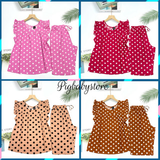 Đồ Tole Nữ Mặc Nhà, Bộ Tone Lanh Lửng Cánh Tiên Chấm Bi VNXK 40-75kg Chất Mát Mịn - Pigbabystore