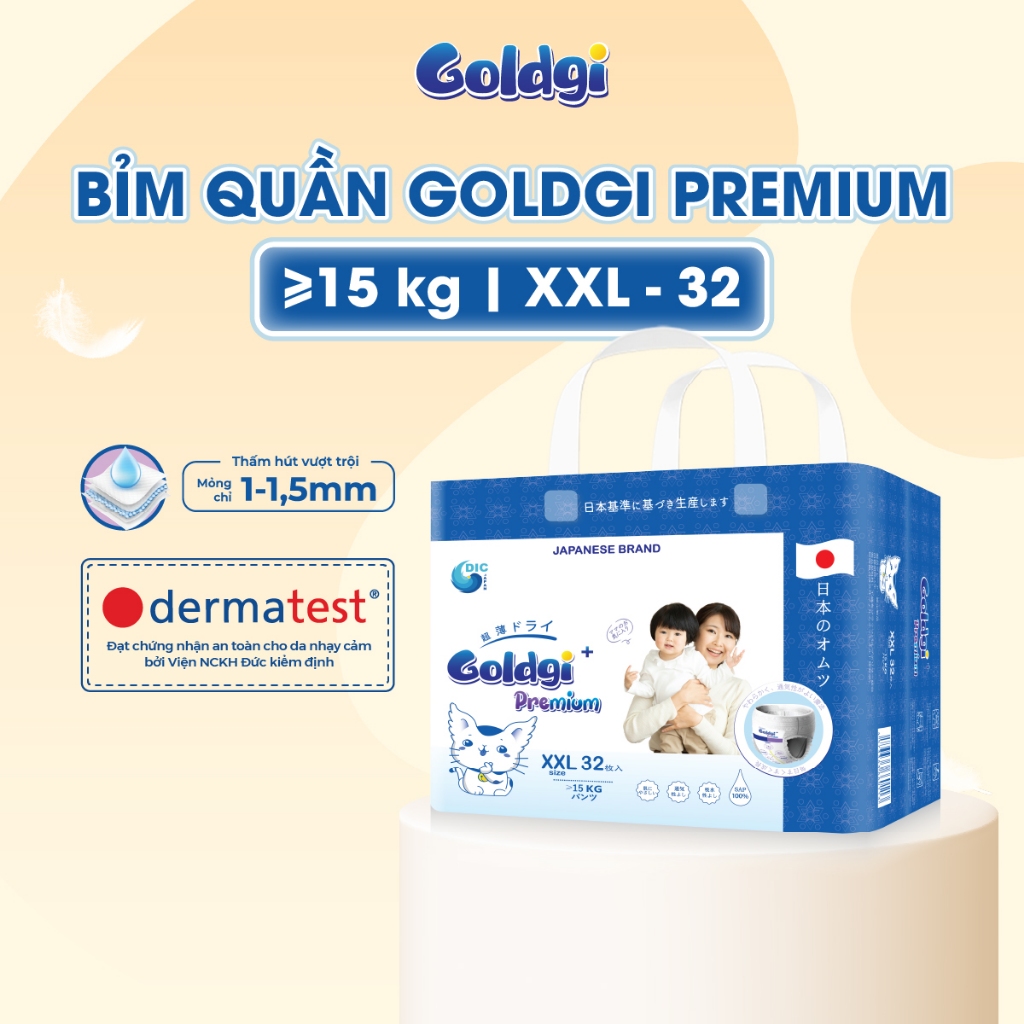 Bỉm Goldgi premium Size XXL32(> 15 kg)