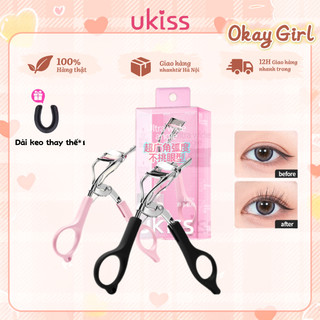  UKISS clip lông mi Dụng Cụ Uốn Lông Mi Kèm Đệm Thay Thế Tiện Dụng 