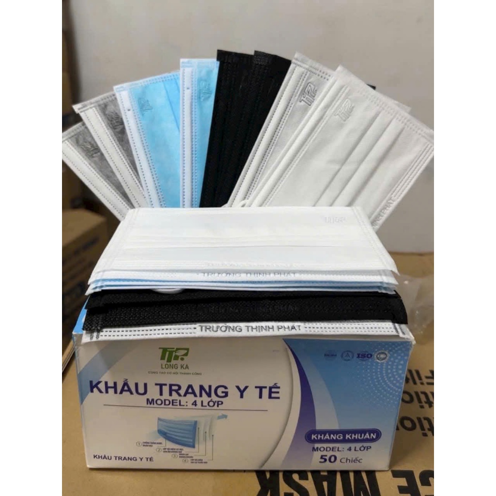 1 hộp Khẩu trang Y TẾ Xanh 4 lớp cao cấp, hộp 50 cái